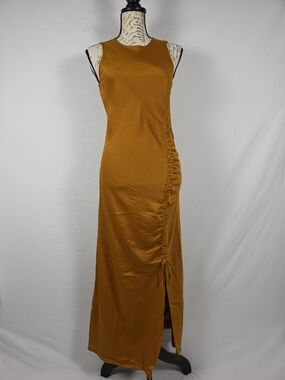 House of Harlow 1960 x REVOLVE Mustard Yellow Satin Ruched Maxi Dress - Small